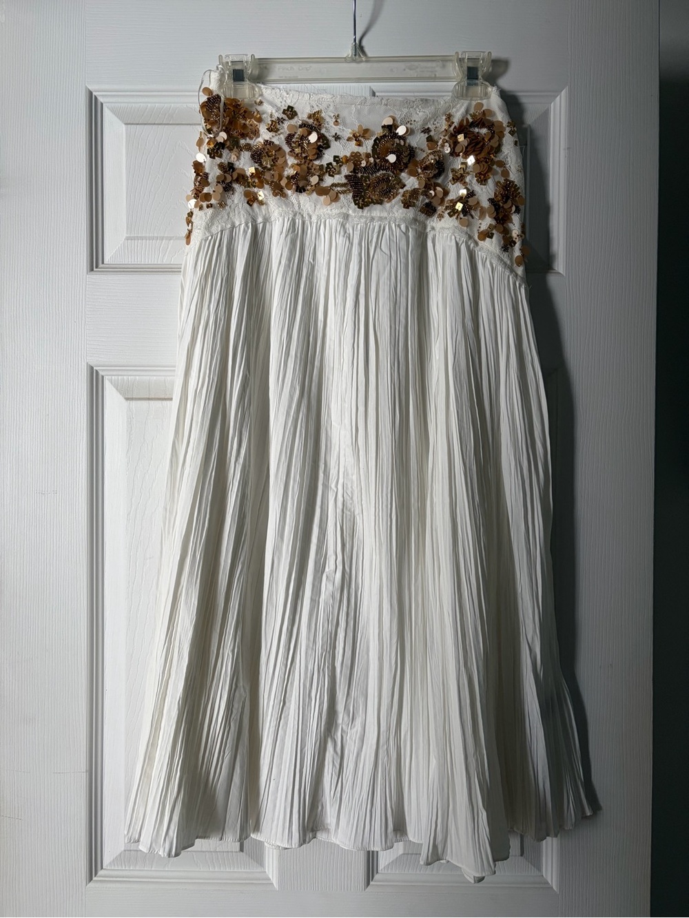 Zara White Top with Gold Sequin Embellishment